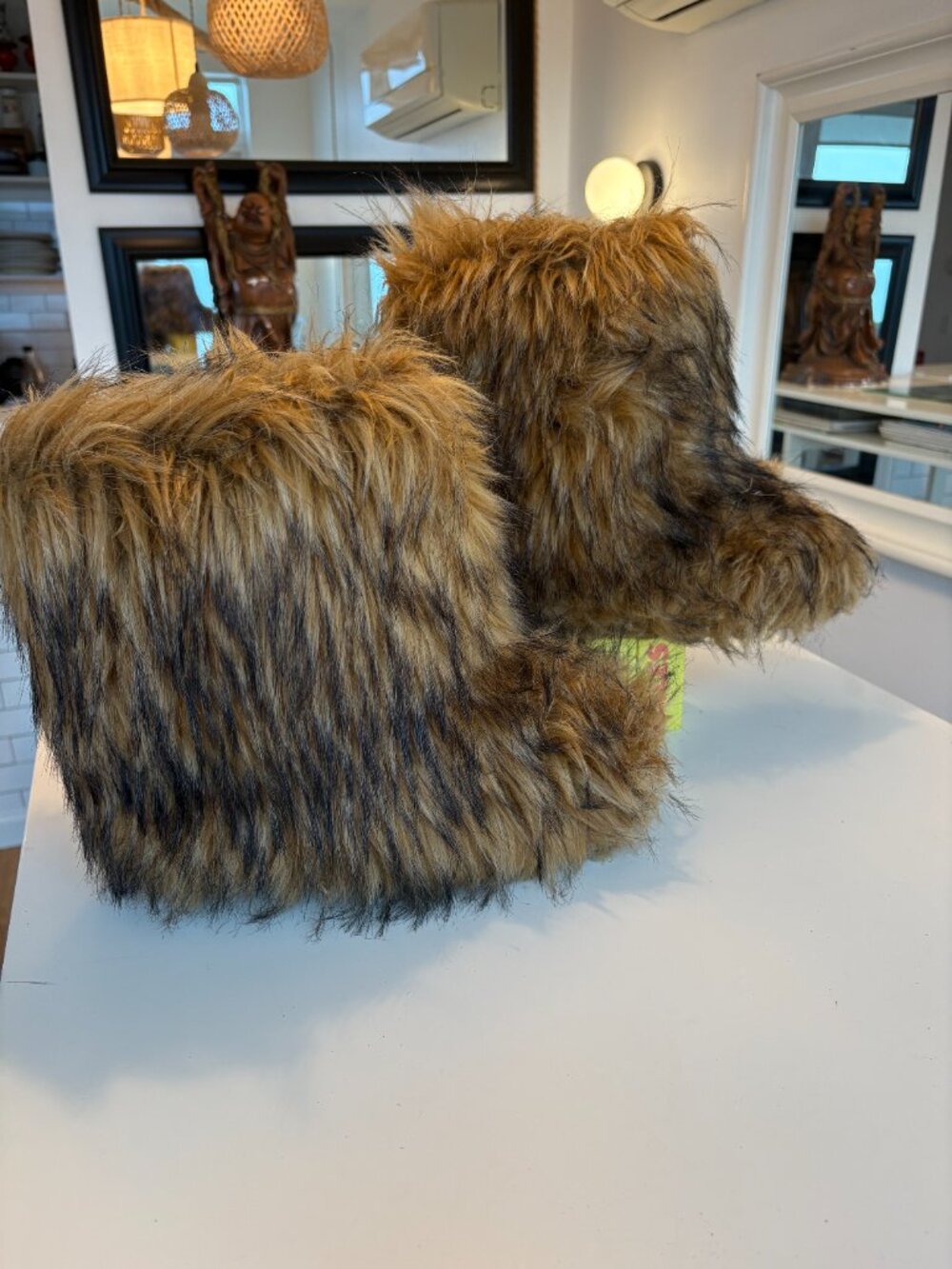 Women's Faux Fur Winter Boots Brown | Yeti Style | Cozy Après Ski | Size 7 - Picture 3 of 4